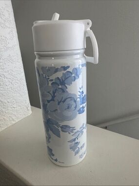 Pottery Barn Kids White and Light Blue Floral Insulated Tumbler